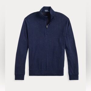 Ralph Lauren Men’s 100% Cotton Navy 3/4 quarter Zip-Up Sweater